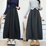 黑色糯米裙女2026新款秋季小个子a字半身裙长款垂坠感花苞南瓜裙，女装半身裙，搜酷衣阁