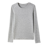 仿羊绒圆领拼接设计感长袖t恤女内搭打底衫高级感可外穿上衣，女装T恤，搜酷衣阁