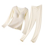 秋冬保暖套装女士带胸垫发热肌底衣磨毛发热防静电保暖套装，保暖内衣，搜酷衣阁