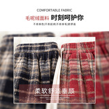 咖色毛呢格子裤女秋冬2025新款垂感宽松bf慵懒风休闲阔腿加绒裤子，女装休闲裤，搜酷衣阁