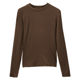 W秋冬季圆领打底衫女高级感小众西装内搭修身显瘦正肩上衣，保暖内衣，搜酷衣阁