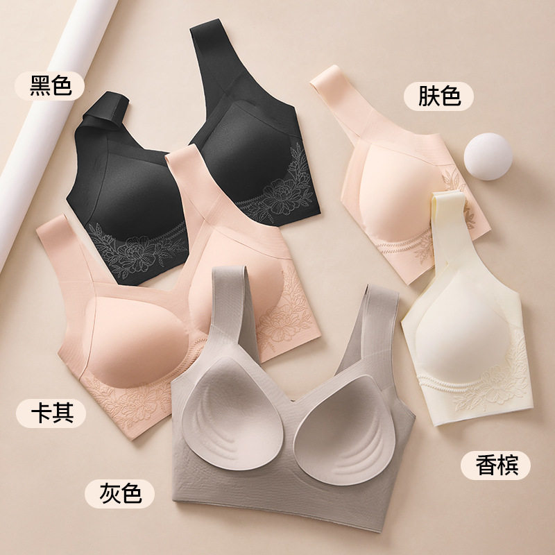 新款大码胸罩无钢圈固定杯反重力聚拢大胸显小无痕内衣女薄款，文胸，搜酷衣阁