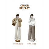 双面羊羔绒阔腿裤女秋冬新款宽松显瘦高腰直筒裤休闲慵懒加厚卫裤，女装休闲裤，搜酷衣阁