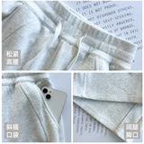 白灰色加绒lulu同款卫裤女秋冬季加厚羊羔绒运动裤窄版显瘦阔腿裤，女装休闲裤，搜酷衣阁