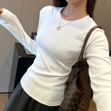 白色圆领打底衫女秋季2025新款修身紧身上衣t恤早秋简约内搭长袖,保暖内衣,搜酷衣阁,工厂直供 白色圆领打底衫女秋季2025新款修身紧身上衣t恤早秋简约内搭长袖,保暖内衣,搜酷衣阁,工厂直供