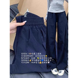 美式速干运动工装裤女夏季2025新款高腰垂感显瘦休闲阔腿裤小个子，女装休闲裤，搜酷衣阁