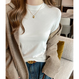 W纯色基础款打底衫女高级感立领修身内搭休闲简约正肩上衣，保暖内衣，搜酷衣阁