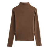 半高领德绒秋冬加绒磨毛长袖打底衫女士内搭t恤中领修身显瘦上衣，保暖内衣，搜酷衣阁