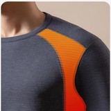 冬季新款男士保暖内衣套装青年时尚休闲圆领撞色德绒磨毛秋衣秋裤，保暖内衣，搜酷衣阁