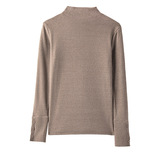 白色仿羊绒女士打底衫设计感半高领保暖磨毛显瘦内搭长袖上衣，女装T恤，搜酷衣阁