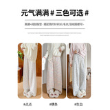 彩虹糯米裤女秋冬新款加绒裤子高腰慵懒直筒裤休闲针织窄版阔腿裤，女装休闲裤，搜酷衣阁