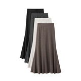 鱼尾裙女早秋新款针织高腰显瘦半身裙显瘦a字中长裙性感垂感裙子，女装半身裙，搜酷衣阁