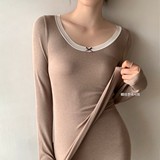 秋冬绵羊毛轻感发热套装提臀收腹无痕亲肤保暖内衣女秋衣秋裤，保暖内衣，搜酷衣阁