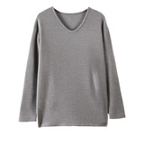 季德绒V领加绒磨毛长袖宽松打底t恤上衣可外穿百搭简约高级感，女装T恤，搜酷衣阁