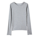 美式小圆领65棉长袖正肩t恤女内搭早秋可外穿打底衫修身显瘦上衣，女装T恤，搜酷衣阁