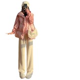 米白色糯米裤女秋冬加绒羊羔绒休闲宽松慵懒风直筒显瘦垂感阔腿裤，女装休闲裤，搜酷衣阁