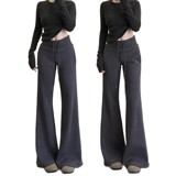 2026新款高腰lulu条纹显瘦垂感宽松慵懒风微喇裤女秋冬加绒加厚，女装休闲裤，搜酷衣阁