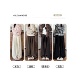 咖色加绒阔腿裤女秋冬新款宽松显瘦休闲裤慵懒风高腰灯芯绒山本裤，女装休闲裤，搜酷衣阁