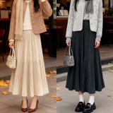 金丝绒半身裙女秋冬季2026新款高腰垂感a字丝绒显瘦半裙百褶长裙，女装半身裙，搜酷衣阁