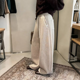 纯色抽绳显瘦弯刀裤2026秋冬仿羊绒韩版休闲百搭阔腿裤直筒裤卫裤，女装休闲裤，搜酷衣阁