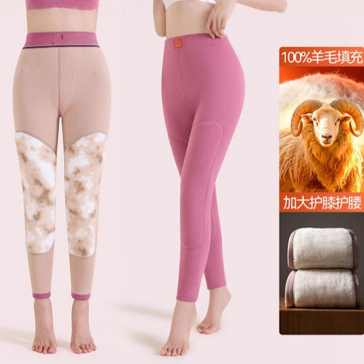 加绒加厚雪貂绒护膝打底裤女士季高腰高弹秋裤发热防寒保暖裤，女装打底裤，搜酷衣阁