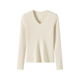 K1301韩系V领条纹针织打底衫女秋冬季新款内搭修身显瘦长袖上衣，保暖内衣，搜酷衣阁