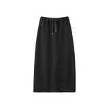 黑色毛呢半身裙女2026新款秋冬季中长款a字包臀裙后开叉显瘦裙子，女装半身裙，搜酷衣阁