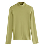 秋冬季半高领德绒磨毛加绒打底衫女士内搭高级感修身中领t恤上衣，保暖内衣，搜酷衣阁