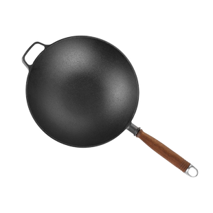 铁仕达32cm老式加厚铸铁炒锅不粘锅尖底圆底炒菜锅无涂层家用锅具