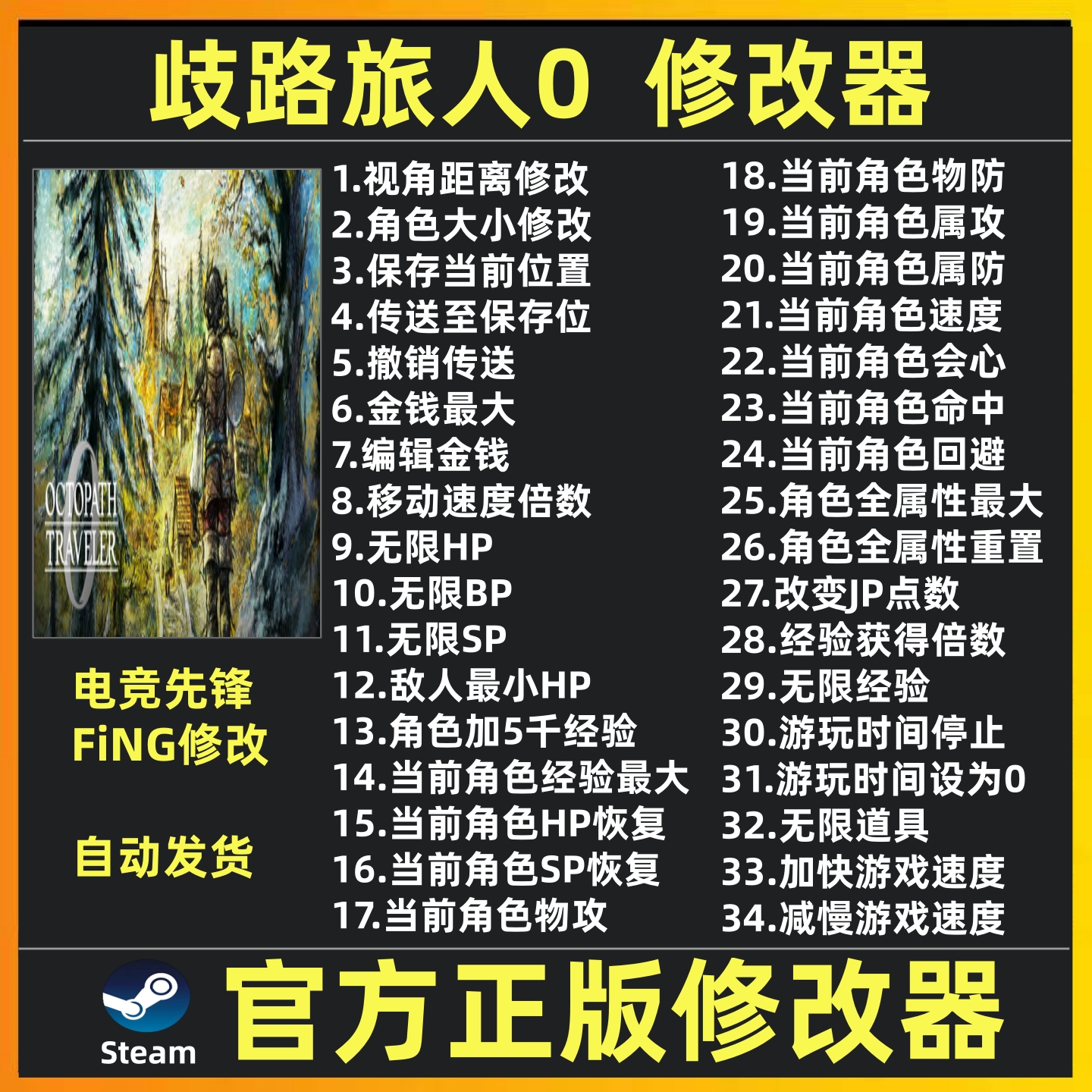 歧路旅人0修改器辅助魔法科技 八方旅人0修改器 steam 不含游戏