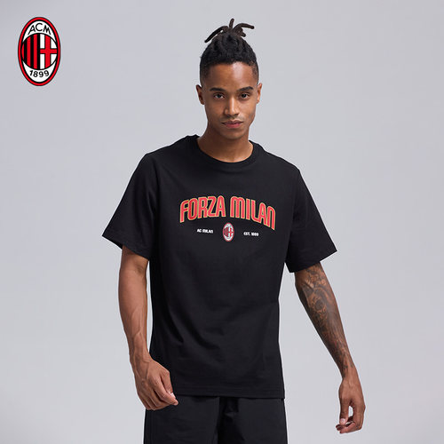 AC米兰字母印花T恤短袖米兰周边服饰时尚简约穿搭T恤纯棉舒适短袖