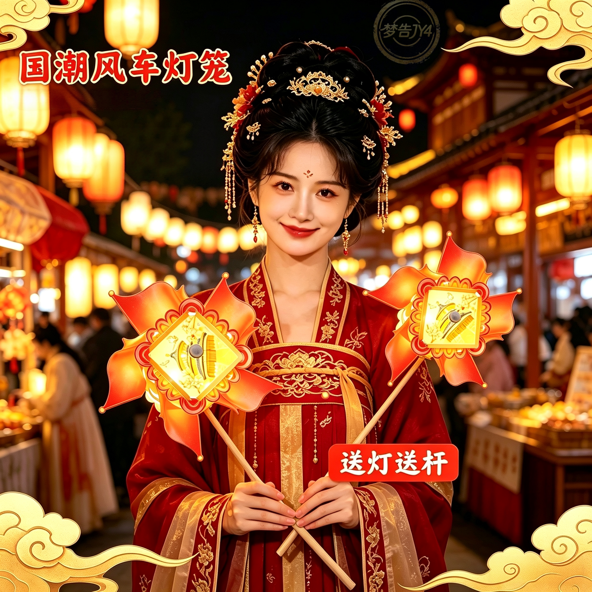 中秋国庆发光风车灯笼DIY套装