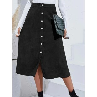 high 女士单排扣高腰秋冬半身裙 Single breasted skirt waisted