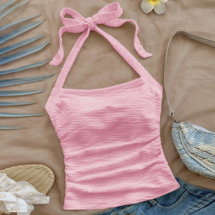 camisole lace 纯色性感系带吊带上衣 top color Solid sexy