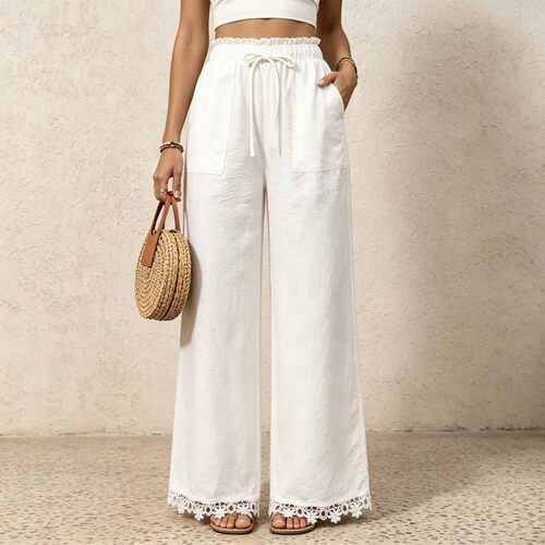 Lace lace casual wide leg pants for women蕾丝花边休闲阔腿裤