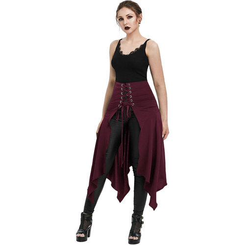 Irregular lace up waist waist skirt不规则系带束腰半身裙女