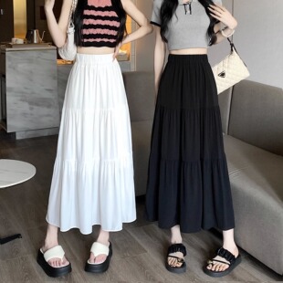松紧高腰收腰半身裙Elastic high waisted waist cinched skirt