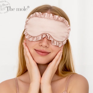 The mole儿童成人双面真丝木耳边眼罩睡眠桑蚕丝丝绸遮光透气