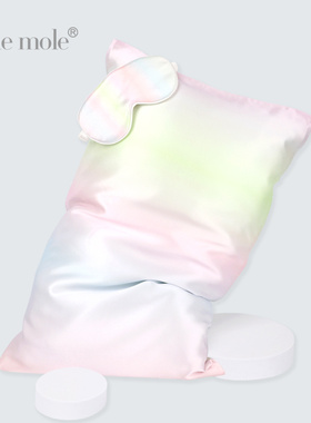The mole彩虹双面AB版重磅真丝枕套桑蚕丝丝绸成人儿童枕套亲子款
