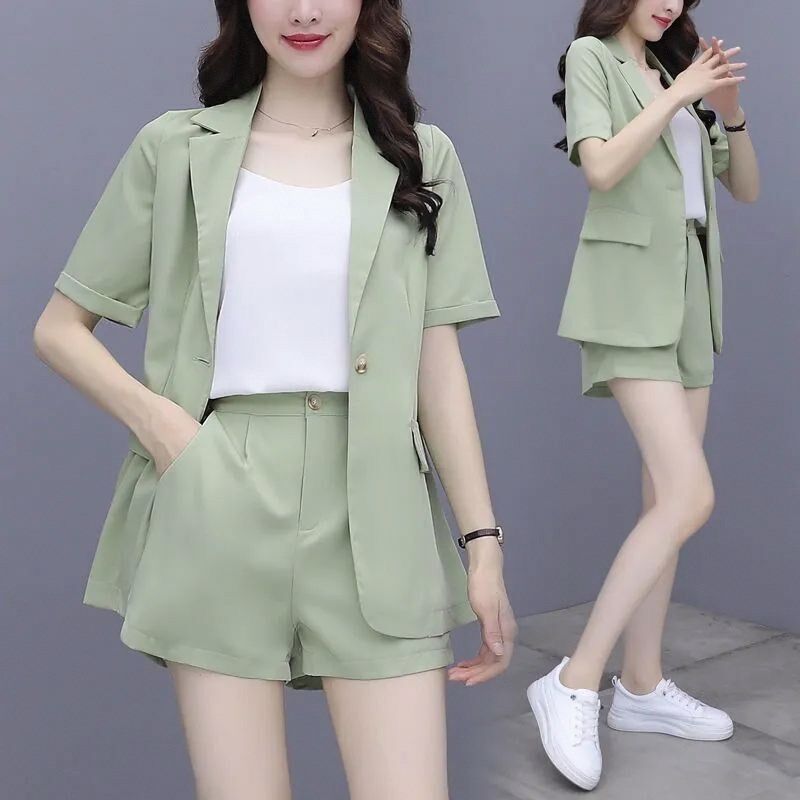 一整套西装三件套装套装短裤女2024西服套装显瘦外套薄款夏季网红