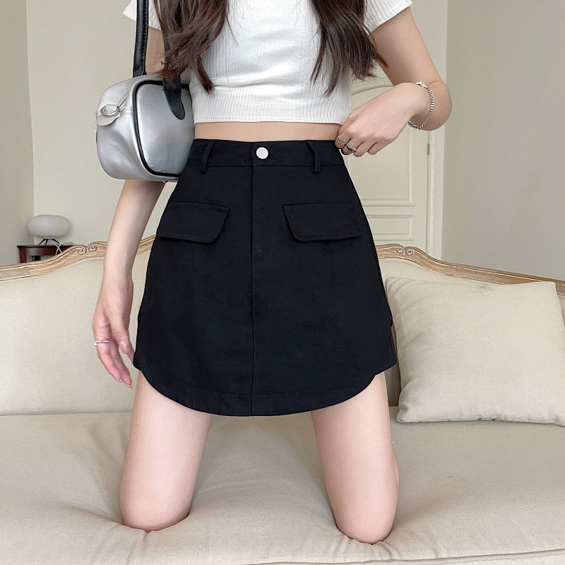 牛仔裙裤小个子甜辣显瘦半身裙假两件大码短裙胖mm防走光A字裙夏