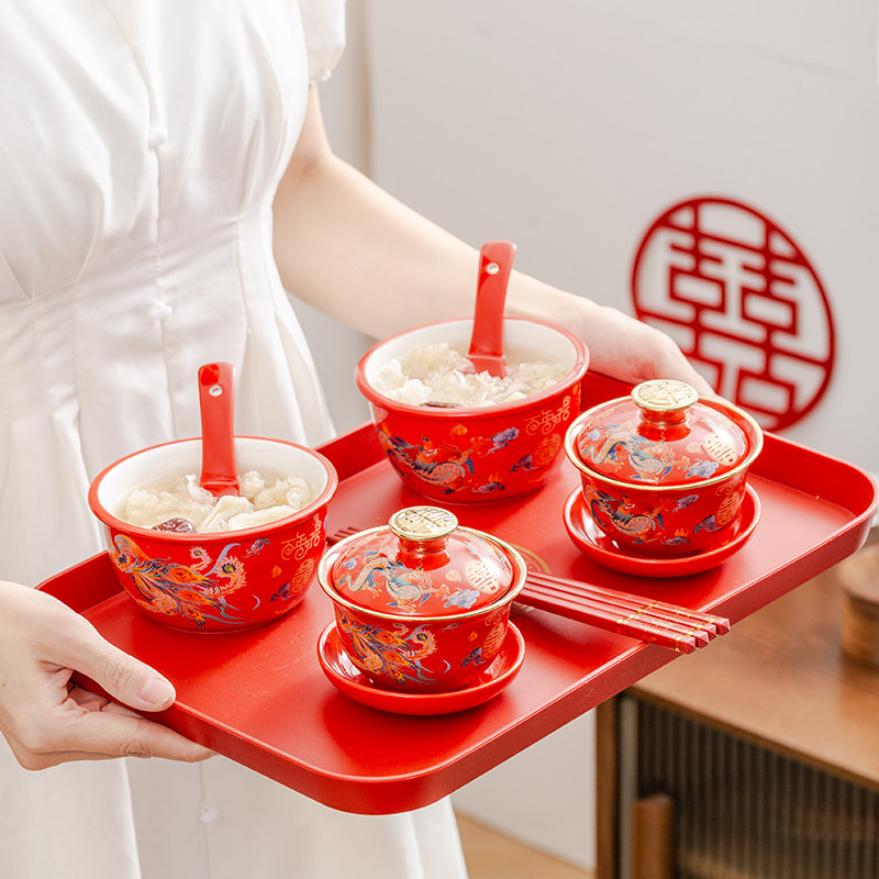 龙凤敬茶杯子结婚喜碗红色改口盖碗茶具一对碗筷套装陪嫁用品大全,节庆用品/礼品,喜碗/敬茶杯,淘宝优惠券,粉丝福利购,淘宝优惠卷