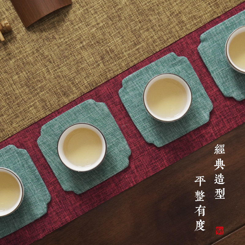 吉佰家茶托布艺功夫茶杯垫隔热垫定制杯托茶道中式禅意杯垫布日式