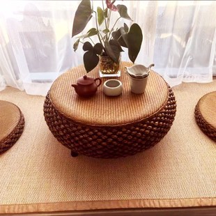 藤收纳飘窗桌小炕几榻榻米阳台茶几卧室家用禅意小茶桌窗台桌子