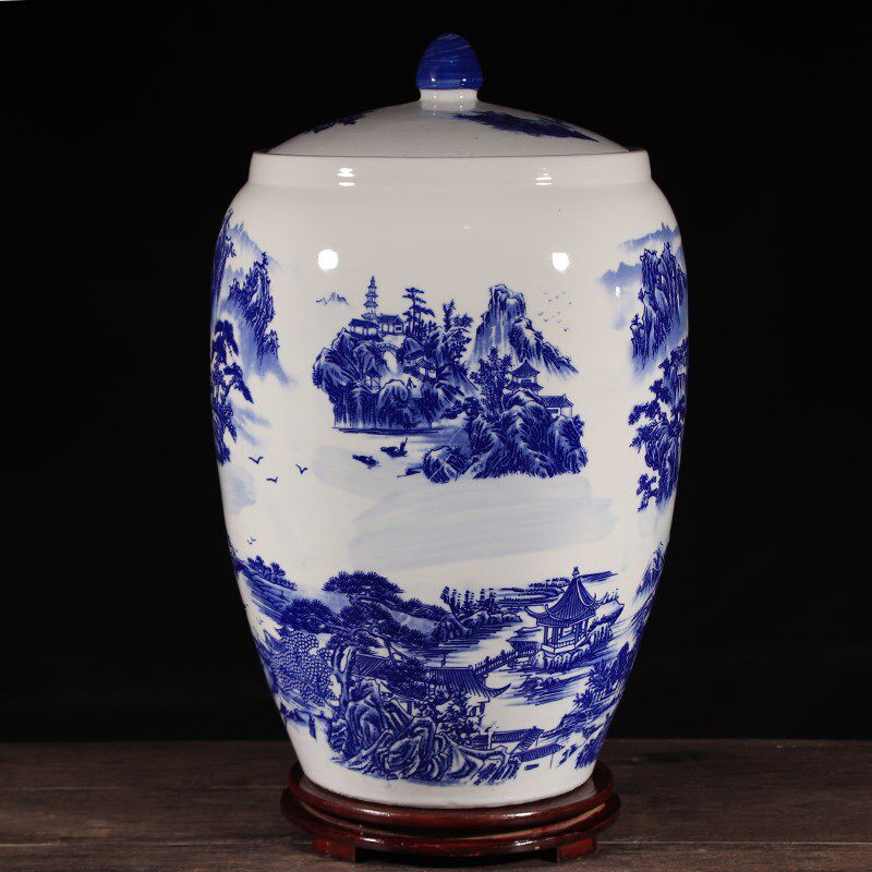 景德镇陶瓷器米缸米桶水缸油缸带盖家用50斤100斤防潮密封储物罐