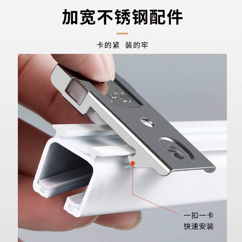 重型窗帘轨道挂钩式滑轨双轨静音导轨杆滑轮顶装滑道单侧装铝合金
