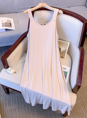 大码黑色吊带裙显瘦200斤胖mm春秋背心裙宽松内搭打底连衣裙夏220