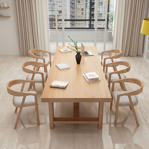 实木会议桌办公桌椅组合客厅图书馆大板桌项目洽谈长条桌工作台