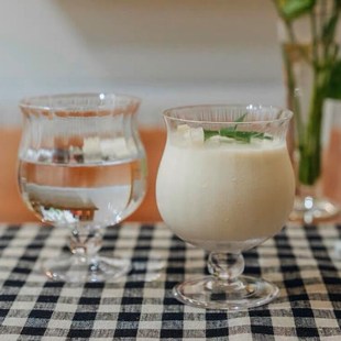 果汁甜酒甜品杯鸡尾酒杯子 创意中古波纹水杯香槟杯玻璃水杯子