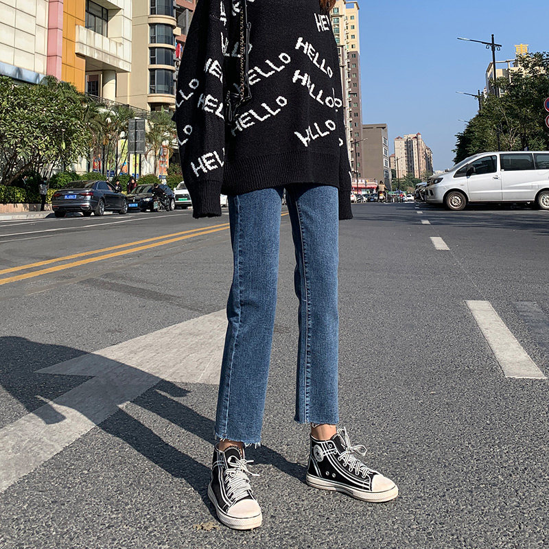 直筒牛仔裤女夏天薄款2021年新款秋装宽松显高显瘦百搭烟管裤九分